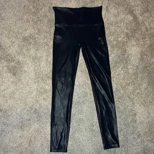 SPANX Faux Leather Leggings 2437 Large Black Shapewear Pants